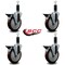 Service Caster 5'' Maroon Poly Swivel 1-1/8'' Expanding Stem Caster Set with Brake, 4PK SCC-EX20S514-PPUB-MRN-PLB-118-4 - alternate 2